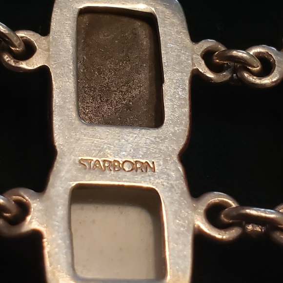 Signed Starborn SS double row Druzy quartz, moonstone& gemstone toggle bracelet - Picture 4 of 5